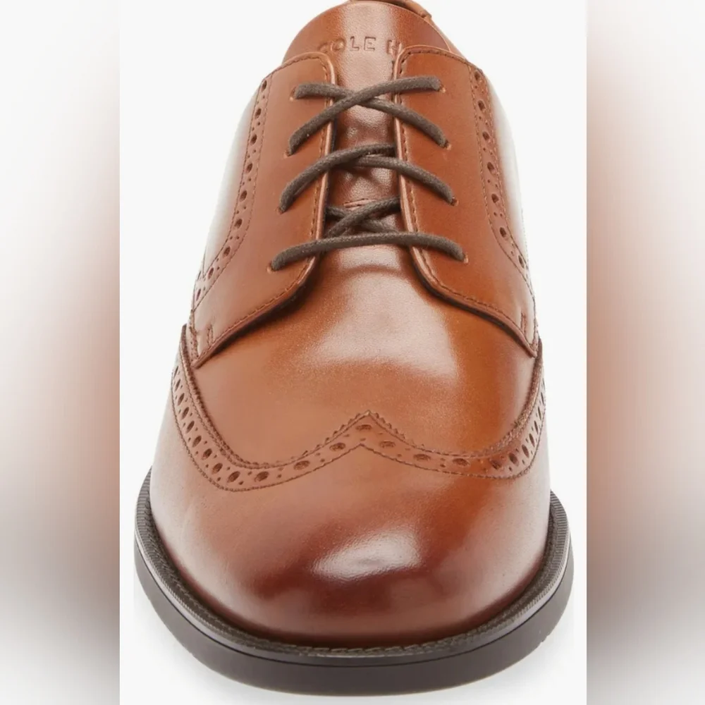 Cole Haan Mens Tan Leather Wingtip Oxfords Size 12 NWT Groom Shoes Formal Office